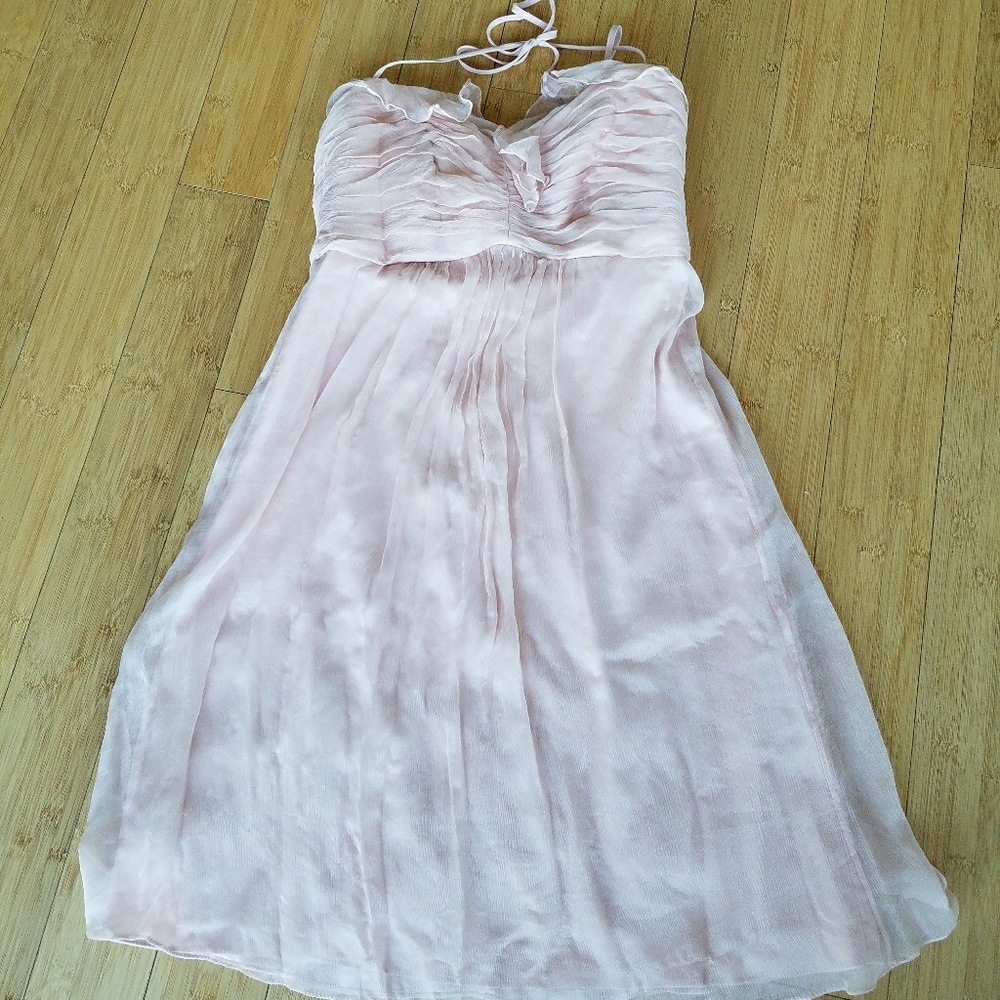 Light blush beautiful Amsale bridesmaid dress