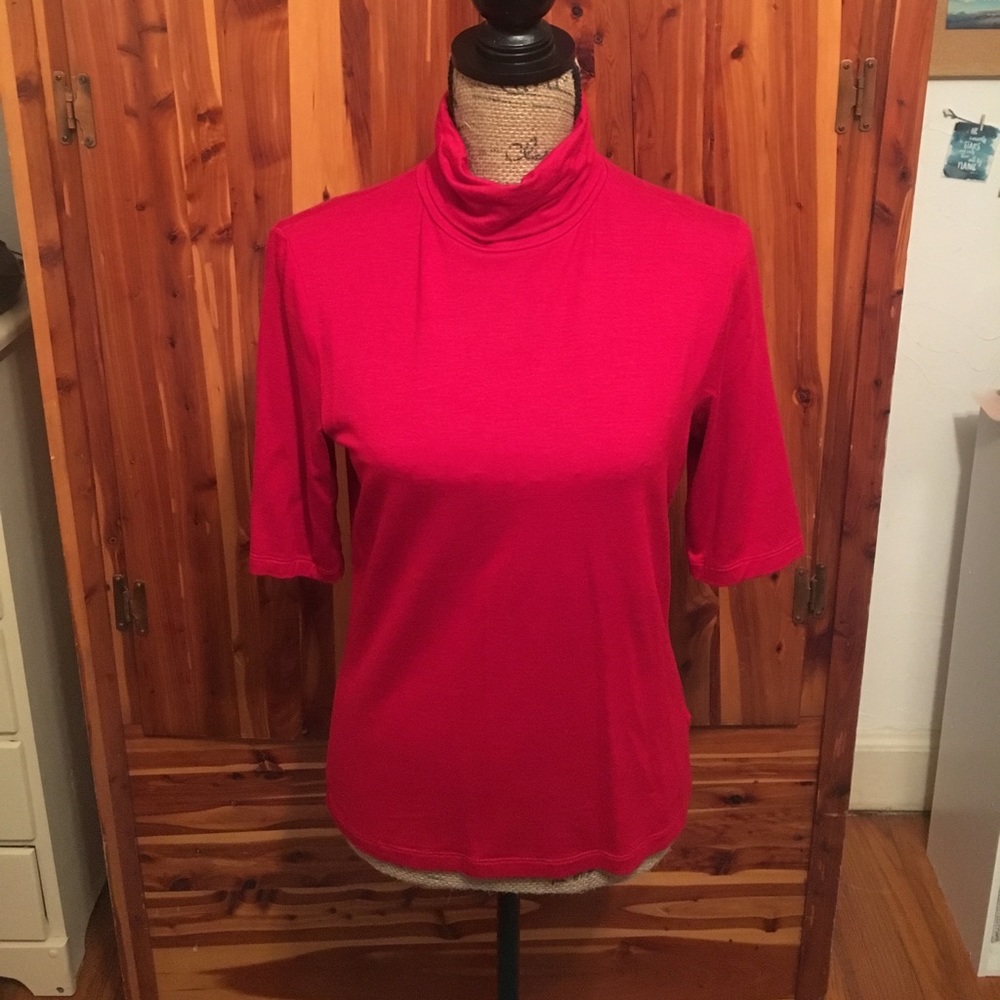 Short sleeve turtleneck shirt.