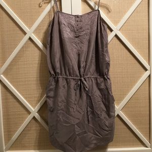 Silk Hinge drawstring waist Dress w/ pockets