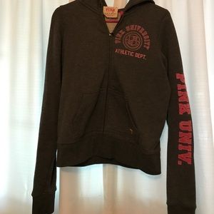 Grey full zip pink hoodie