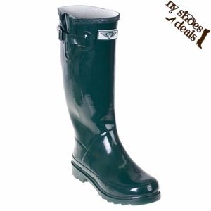 Women's Forest Green Rubber Rain Boots 14"