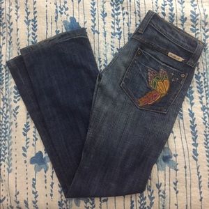 Butterfly embroidered Frankie B boot cut jeans