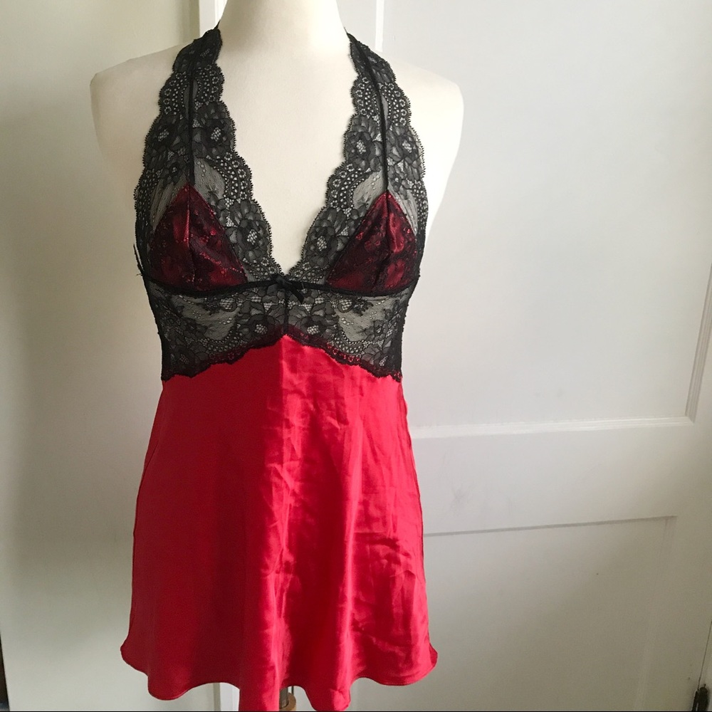 Very sexy satin & lace low back slip