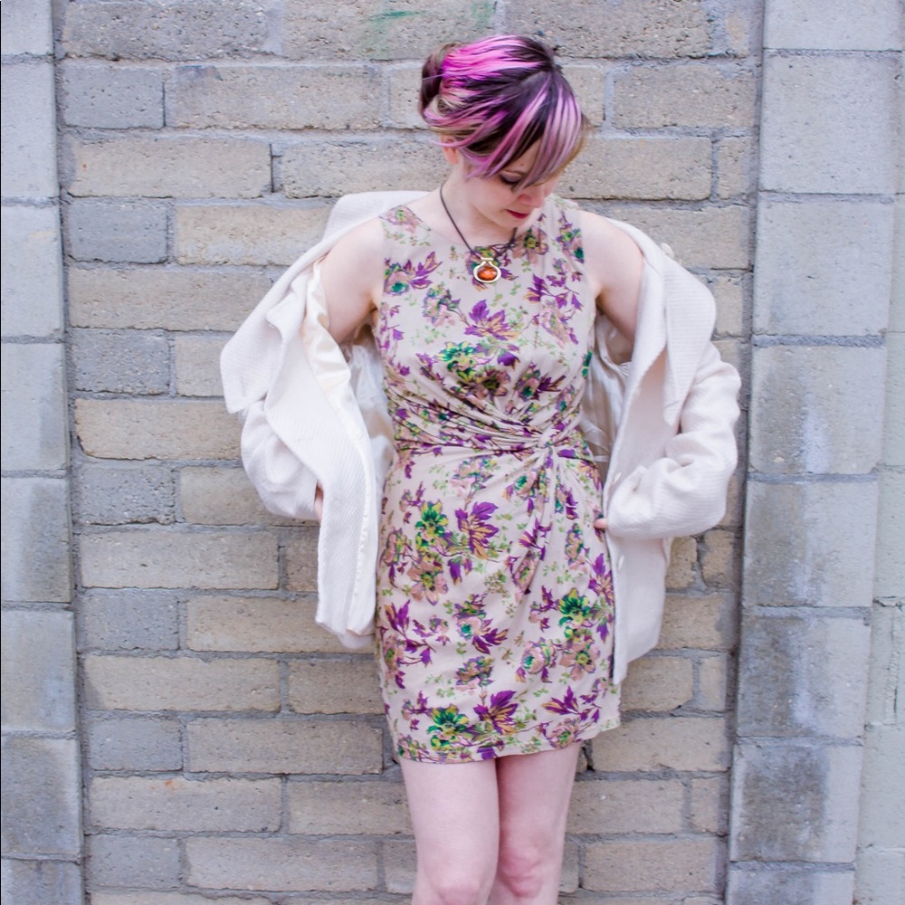 Beige Floral Dress