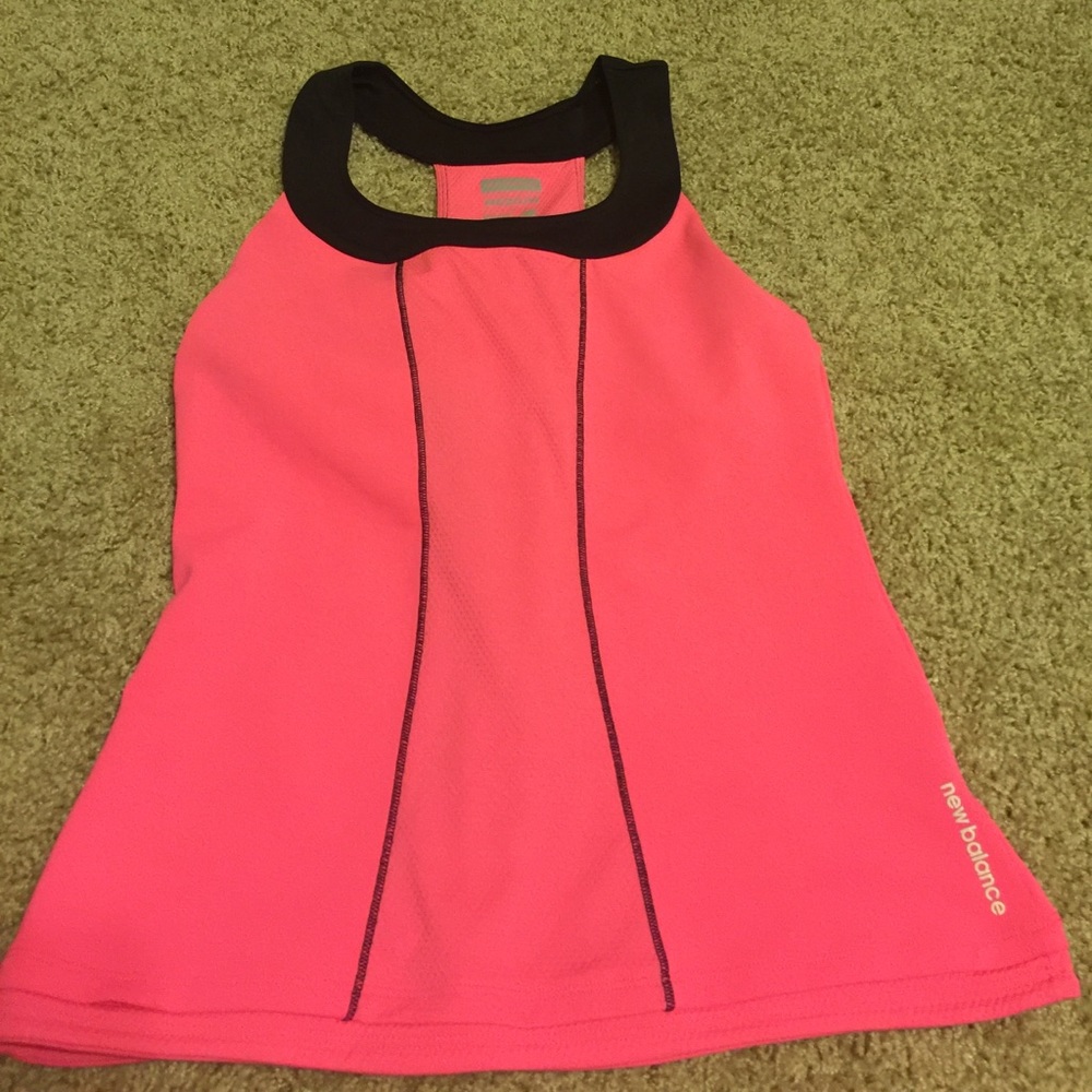 Pink New Balance razor back workout top