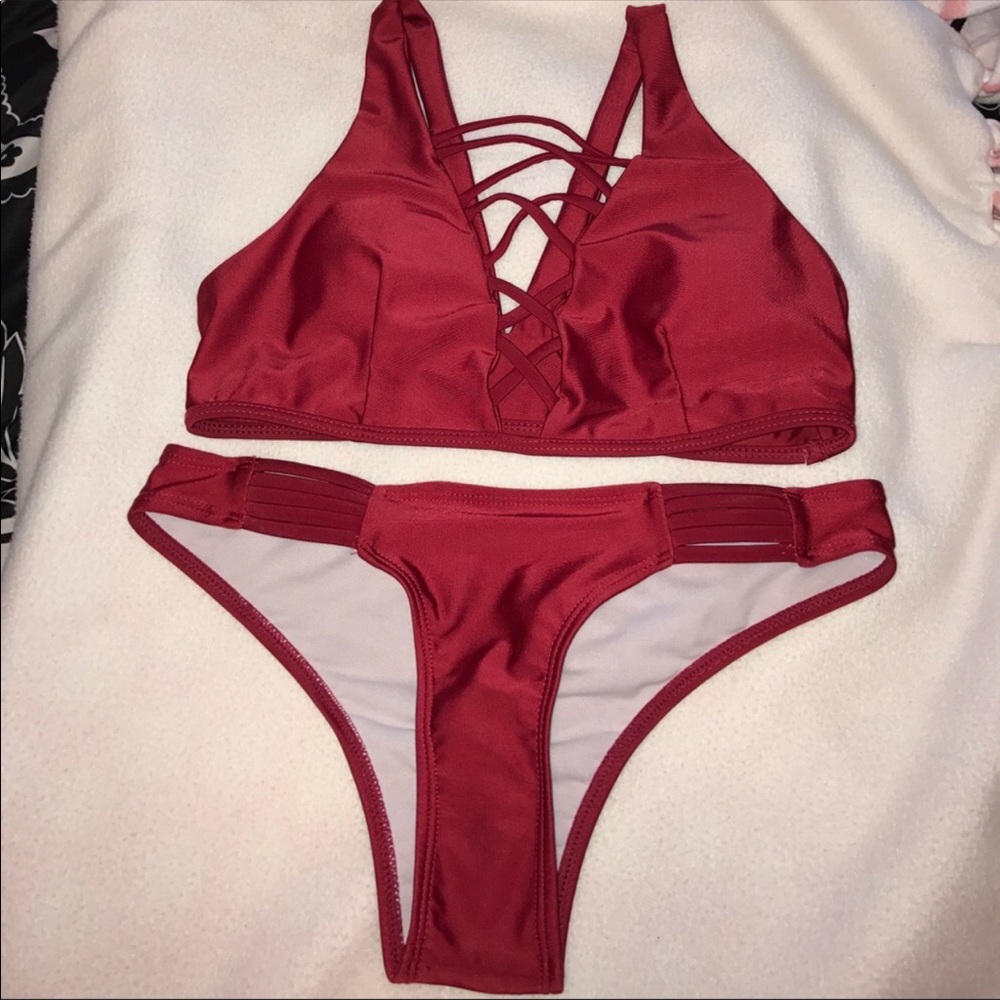 Red Criss-Cross Bikini