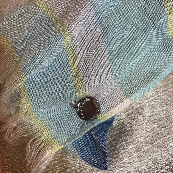 CALVIN KLEIN AQUA STRIPED SCARF 27" - Picture 3 of 5