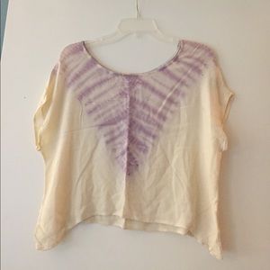 Flowy Nordstrom cream & purple dye shirt