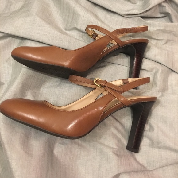 Brown leather Franco Sarto sling backs - Picture 2 of 8