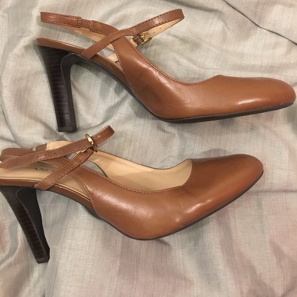 Brown leather Franco Sarto sling backs - Picture 7 of 8