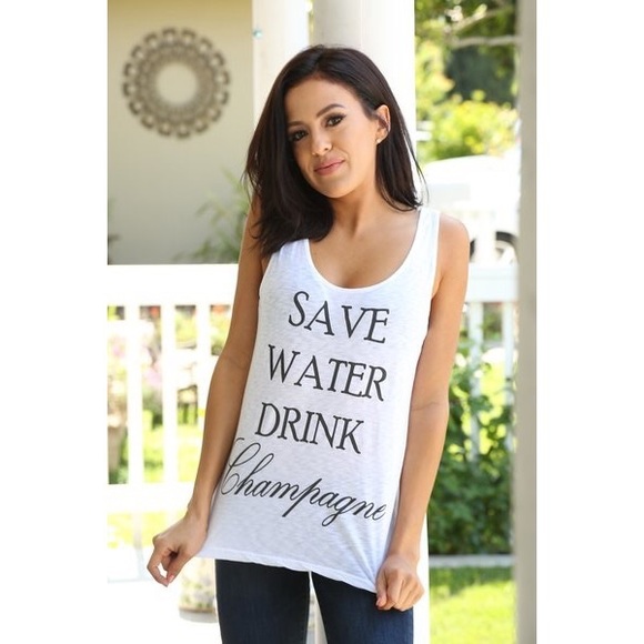 BROKEDOWN SAVE WATER DRINK CHAMPAGNE TANK TOP - Picture 2 of 4