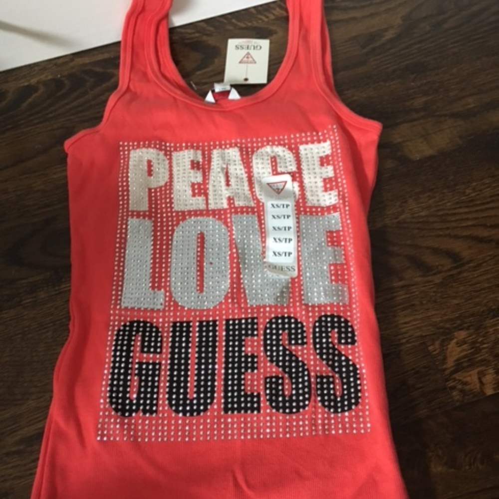 Peace Love Guess Rhinestone Guinea Tee/Tank Top