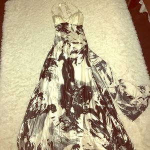 Black/White Watercolor Gown w- Rhinestone Trim!