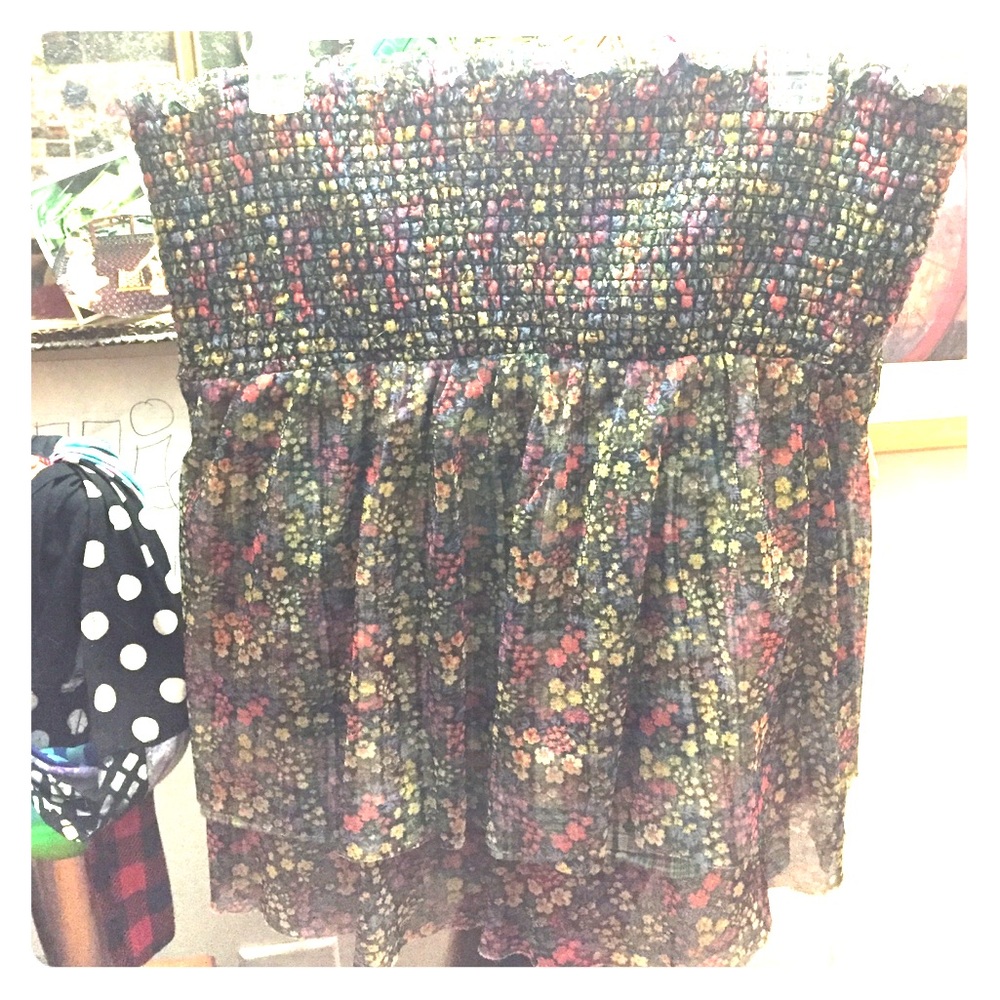Colorful, floral print summer time strapless