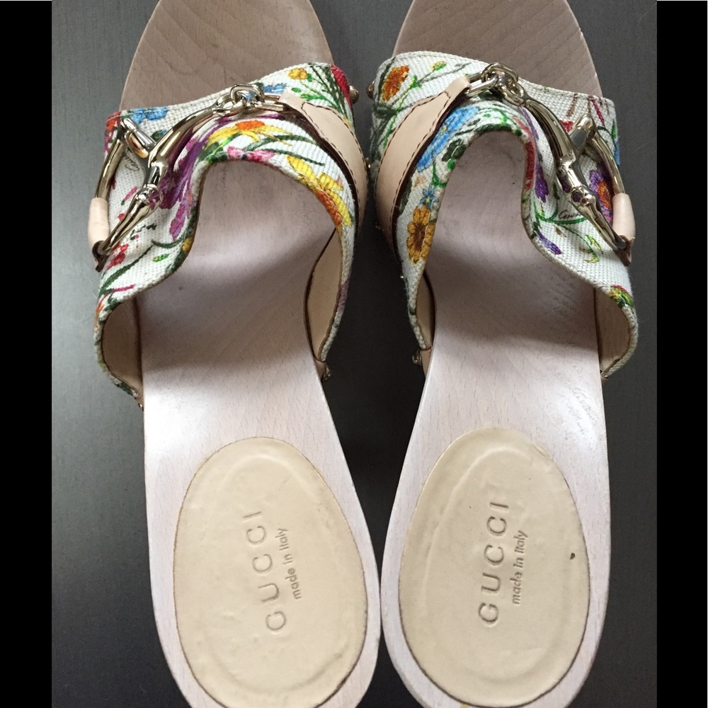 Gucci Floral Wooden Buckle Sandal