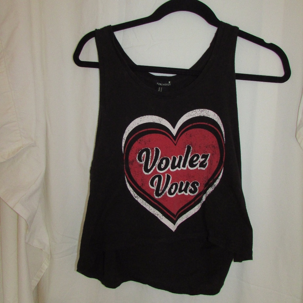 "Voulez Vous" Black and Red Heart Tank