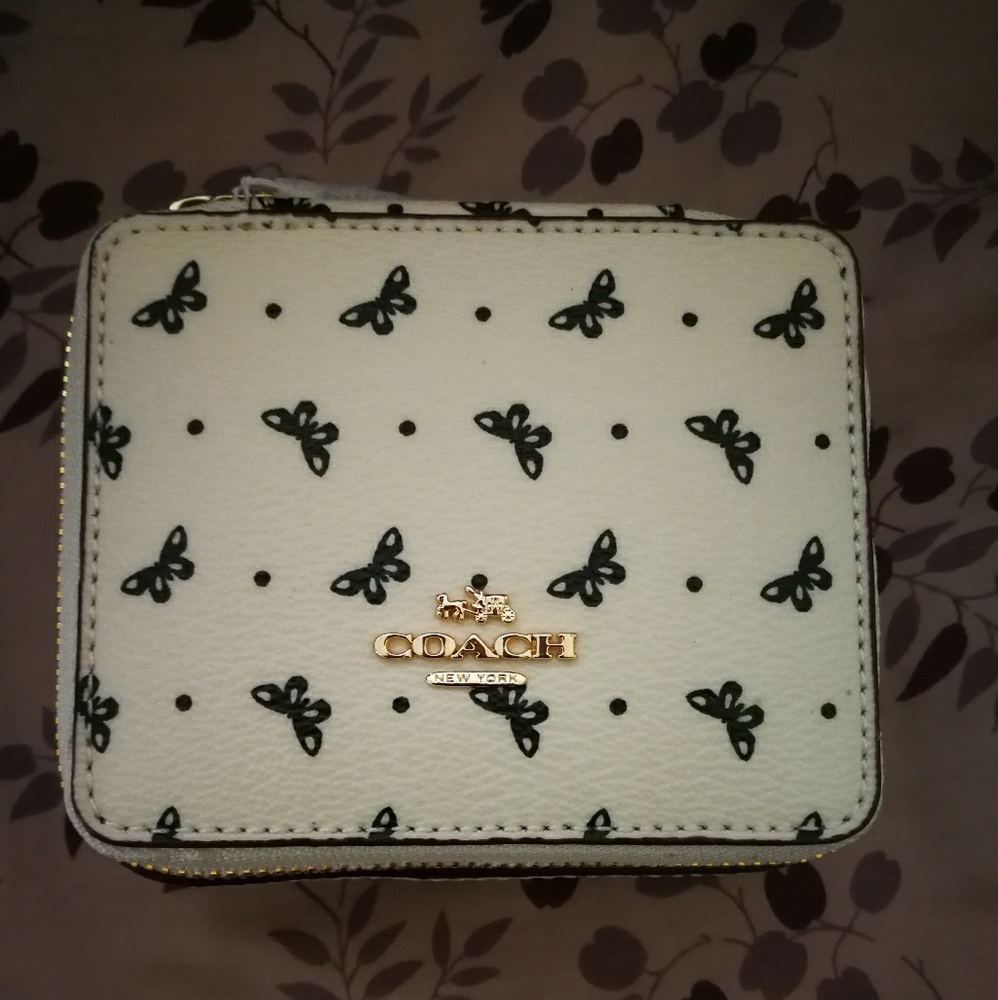 Coach butterfly jewelry case white