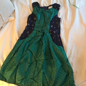 Harlyn green and navy print silk dress