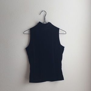 Black Velvet Mock Neck Sleeveless Top