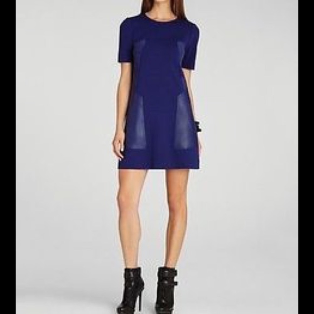 Shift dress Chrissie Pleather-Blocked Dress