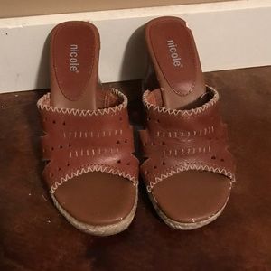 Brown leather wedges!