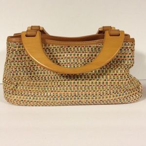 Fossil purse bag wooden handles