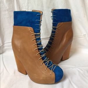 Jeffrey Campbell "Ronson" Brown and Blue Boots