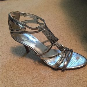 Nine West Silver Strappy Heels