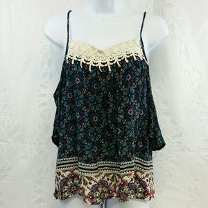Meraki XL Cold Shoulder Bohemian Hippie Top