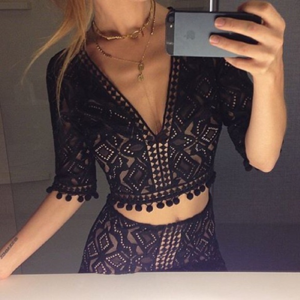 LIKE NEW For Love and Lemons Florence crop top XS