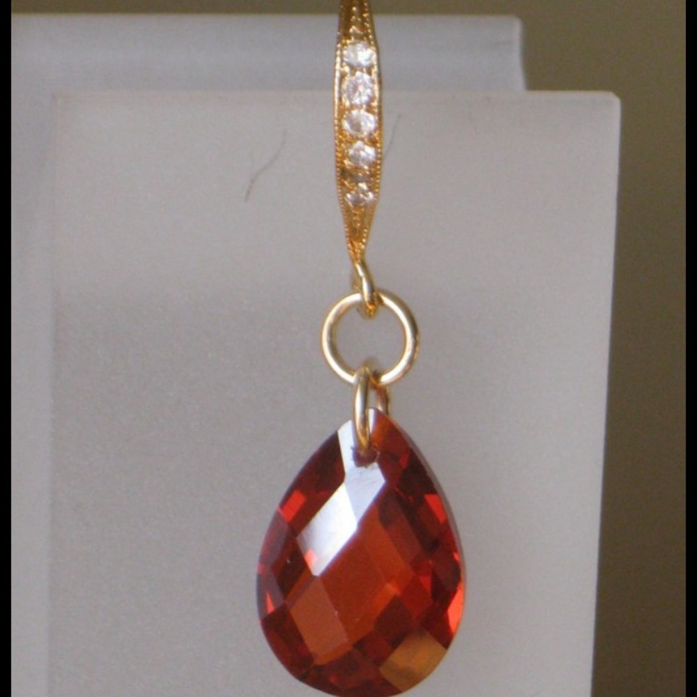 Red Crystal Gold Pave Earrings