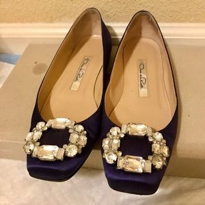 Oscar de la Renta Deneve Satin Crystal Flat