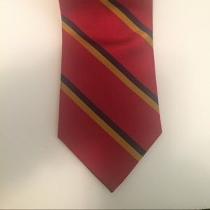 J. Crew Men's Tie Red w/Gold & Blue Stripes