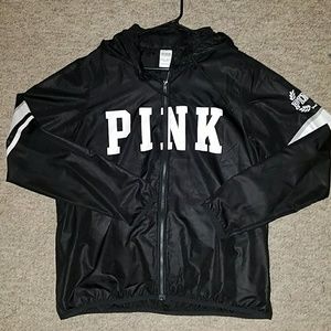 PINK Full Zip Black Anorak (NEVER WORN)