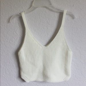 White Knit Crop Top