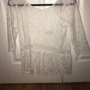 white lace low back blouse