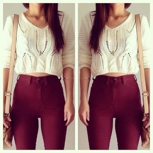 FINAL SALE Maroon High Waisted Jeggings🌸