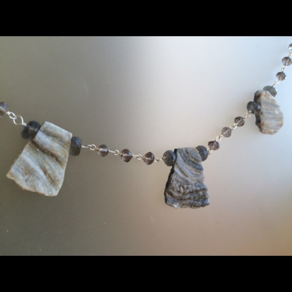 Labradorite, Quartz, and Smokey Quartz Necklace
