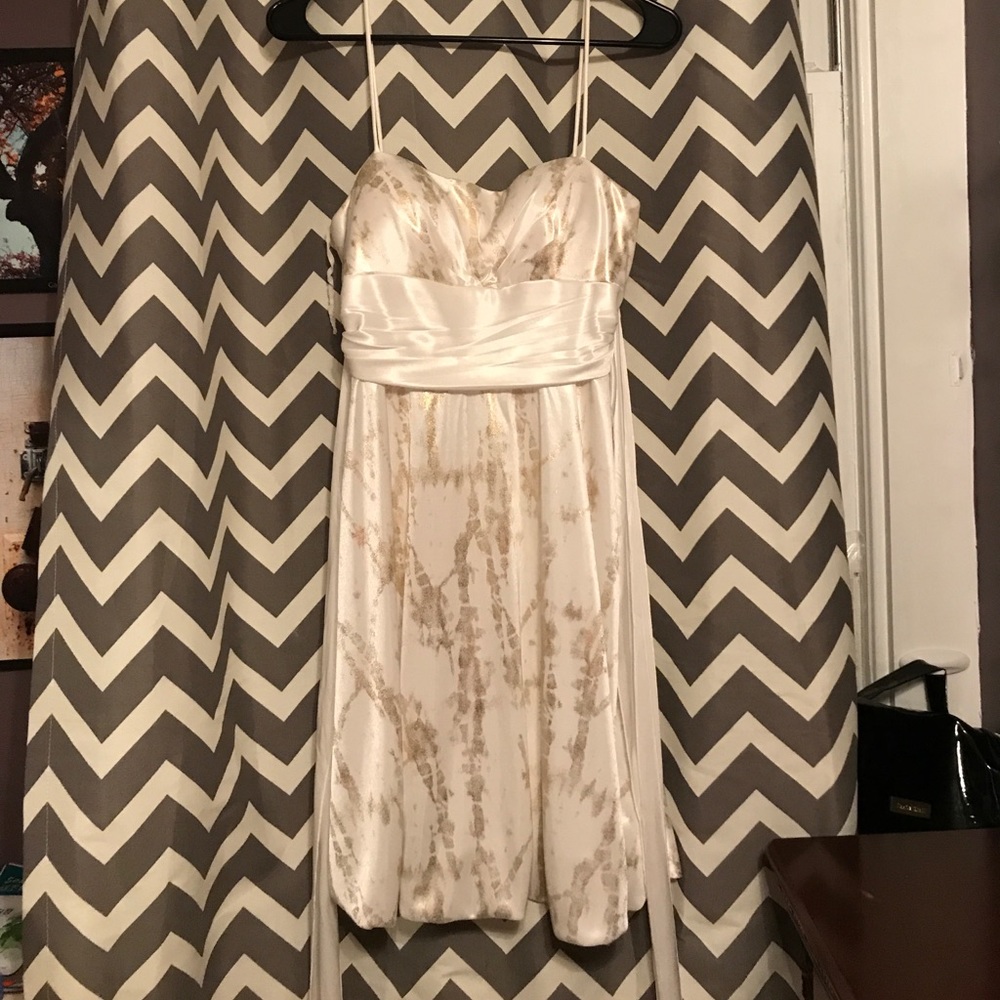 White and gold spaghetti strap dress