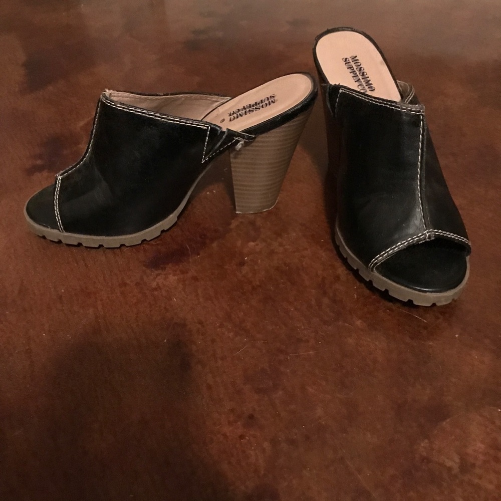 Black leather heels