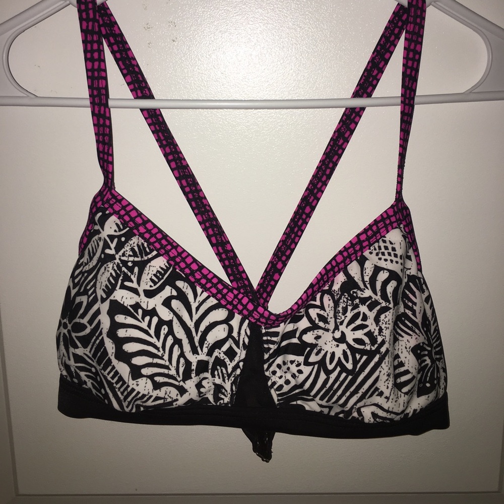 floral/mesh supportive bathing suit top