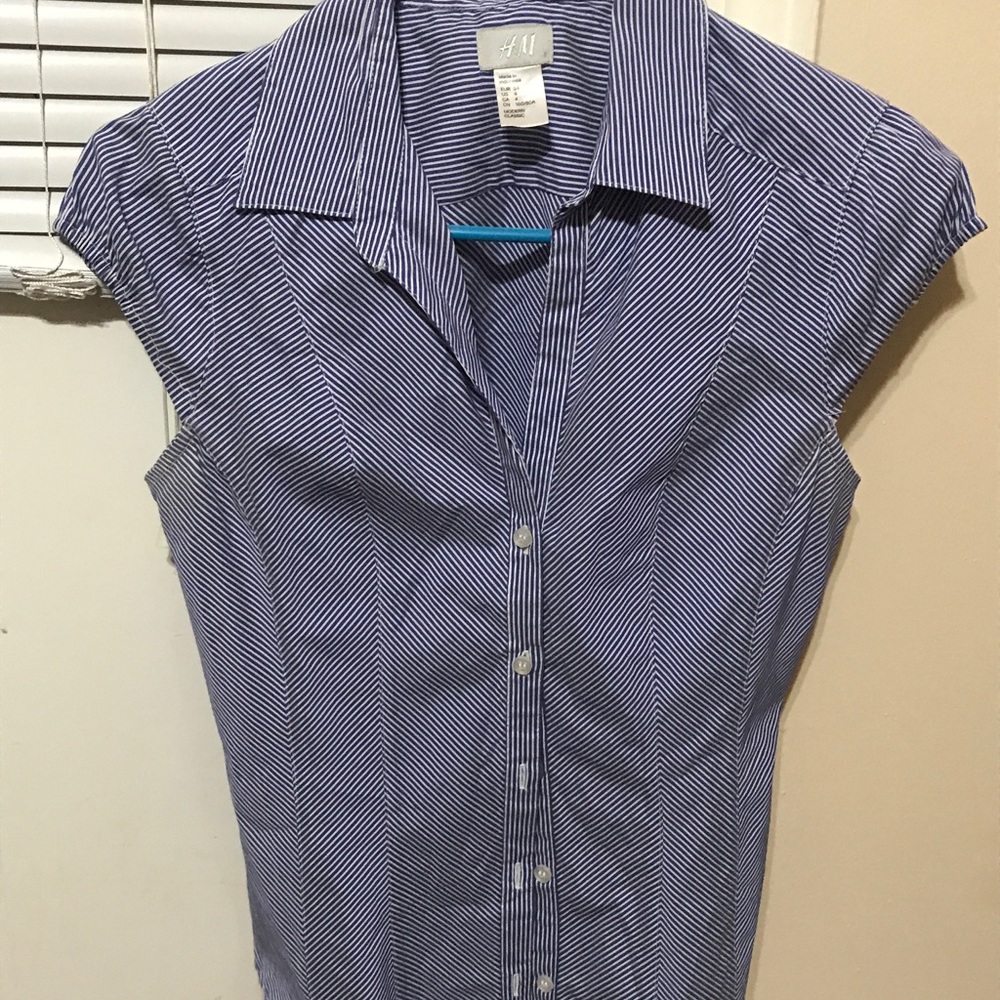 Stripped blue and white shirt