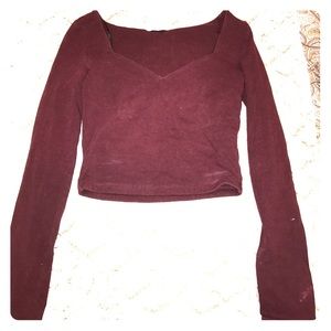 Long sleeve crop top sweetheart v neck