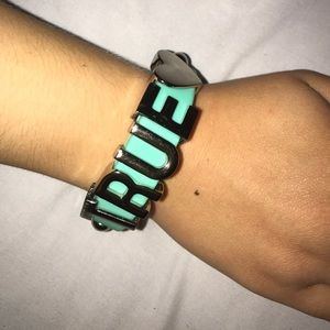 "True Love" Teal Adjustable Soft Rubber Bracelet