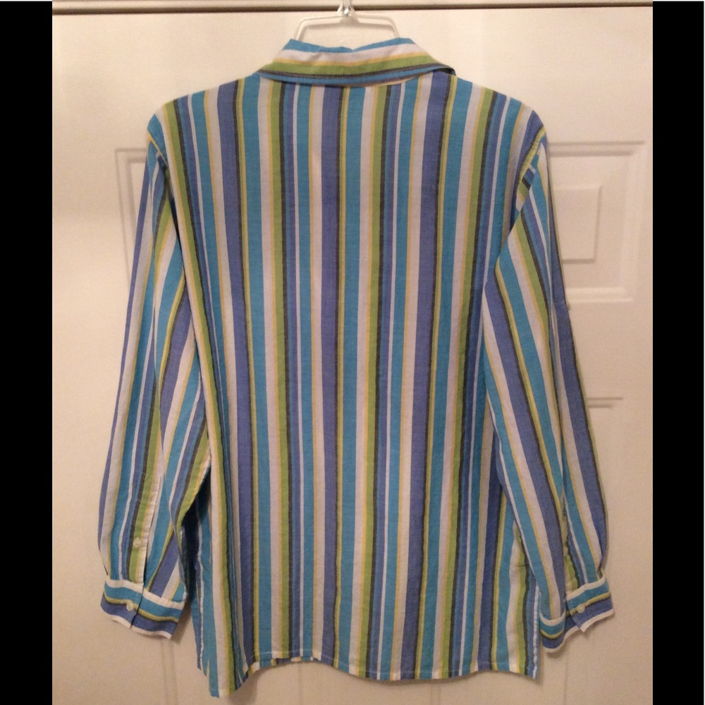 LIKE NEW-BUTTON DOWN STRIPPED BLOUSE-LIKE NEW - Picture 5 of 5