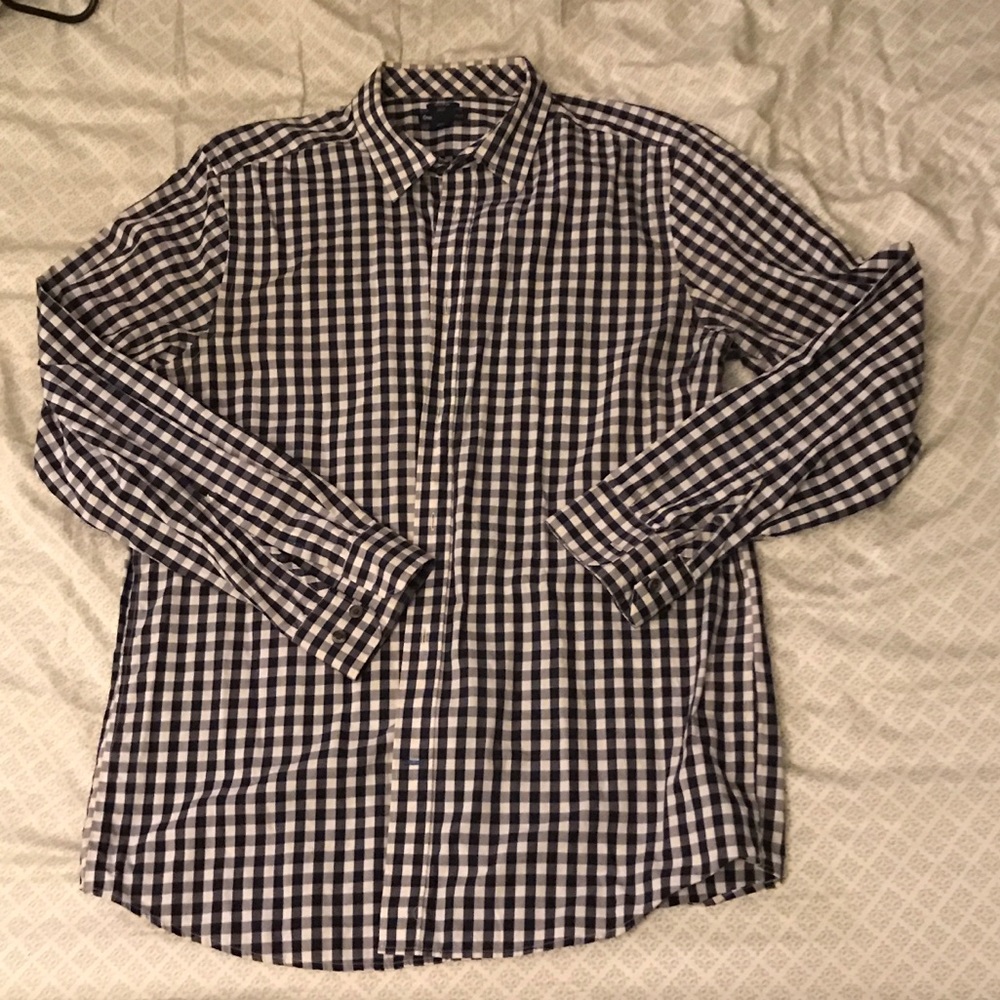 Blue gingham plaid blue check shirt