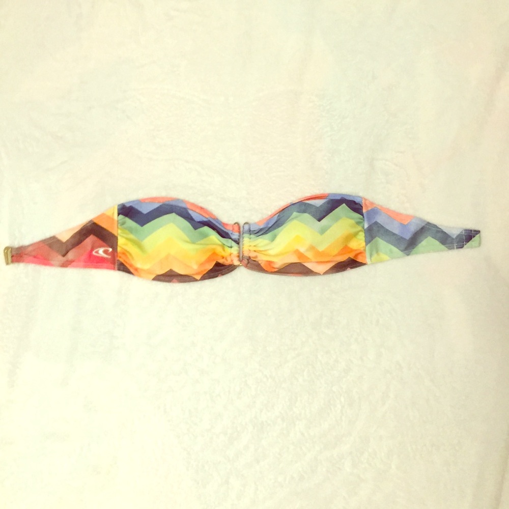 O'Niell rainbow chevron bandeau swim top