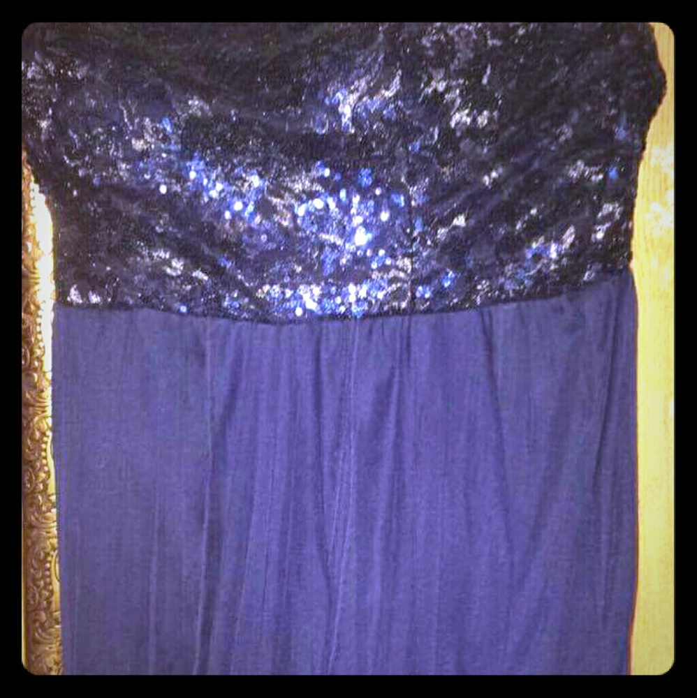Navy Blue High-Low Formal Dress