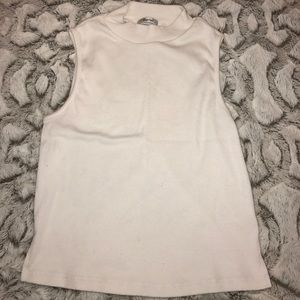 White turtle neck crop top sleeveless