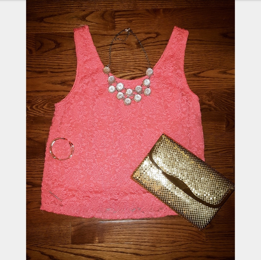 Coral Lace Forever 21 Tank top